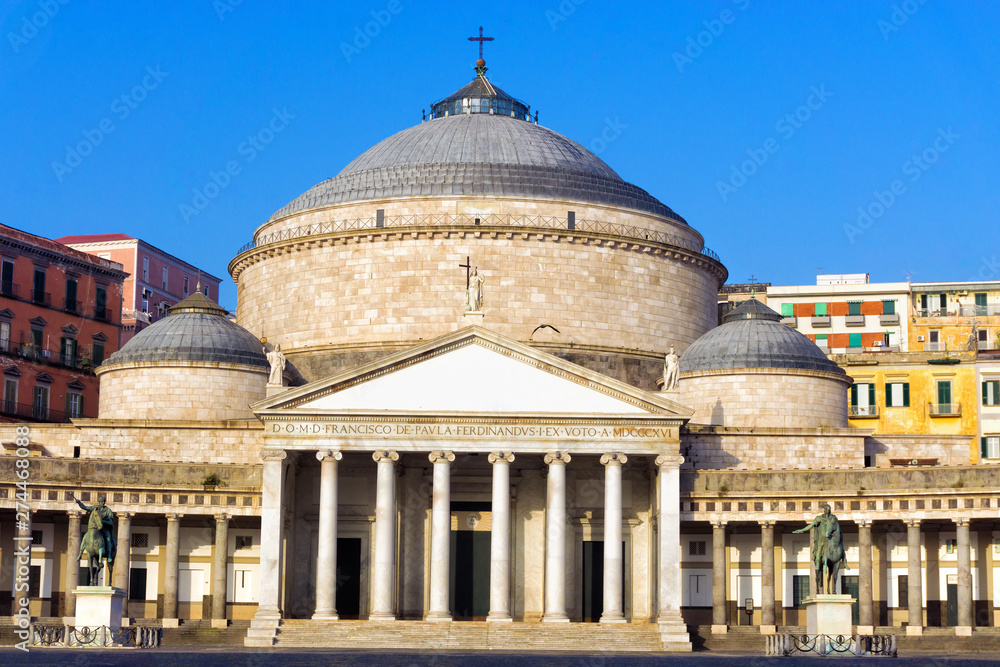 Entrance of San Francesco Church in Naples, Italy