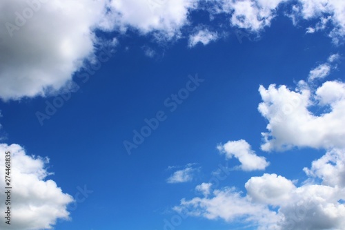 Blue sky surrounded by white clouds