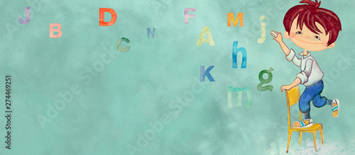 School boy. Watercolor on c...