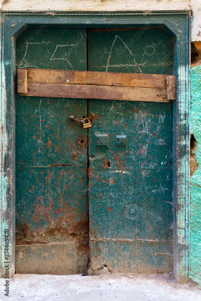 Old doors in old Moroccan city