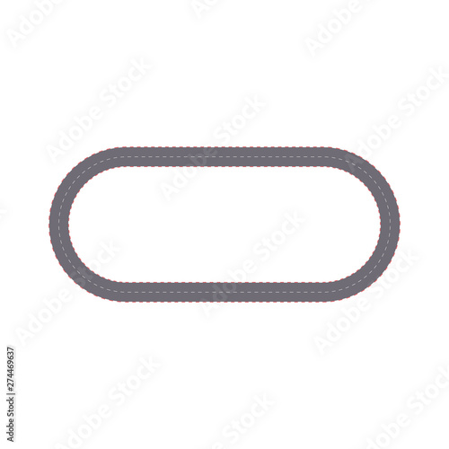 Race track road isolated on white background, cartoon asphalt road for sport car racing competition