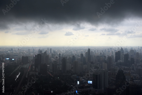 View from Bangkok sky  of the city and the sky before the rain photo