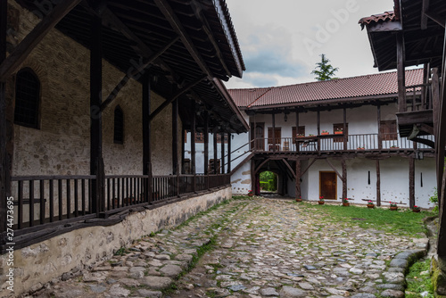 Fototapeta Naklejka Na Ścianę i Meble -  In courtyard of The Medieval Orthodox Monastery of Rozhen, near Melnik, Bulgaria