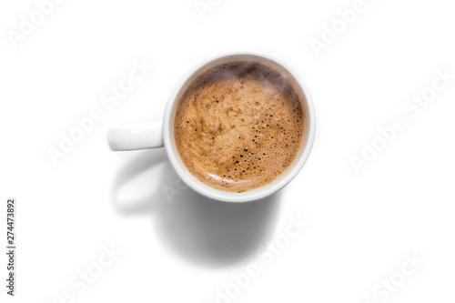 White coffee cup top view isolated