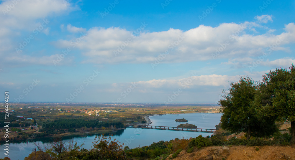 Aliakmonas, river view with blue sky