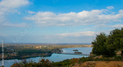 Aliakmonas  river view with blue sky