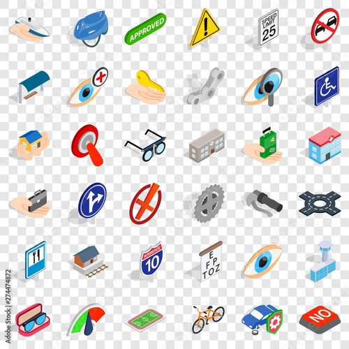Cross over icons set. Isometric style of 36 cross over vector icons for web for any design