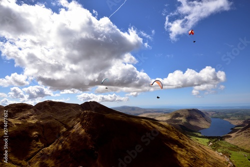Paragliders over Lingmell Fell