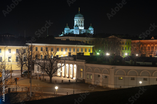 Views from nightly Helsinki; Cathedral and presidential palace photo