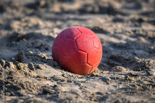 Beach handball ball close-up on a sunny day