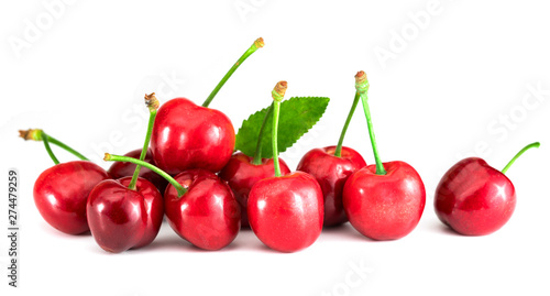 sweet cherries on a white background