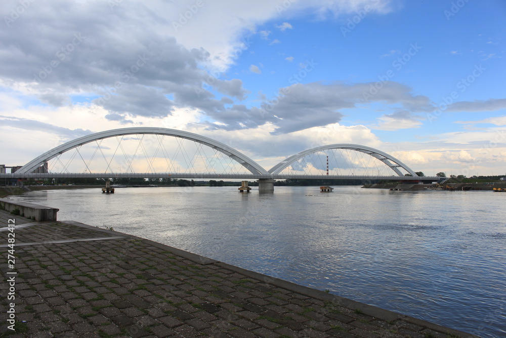 Obraz premium Zezelj bridge on river Danube in Novi Sad Serbia