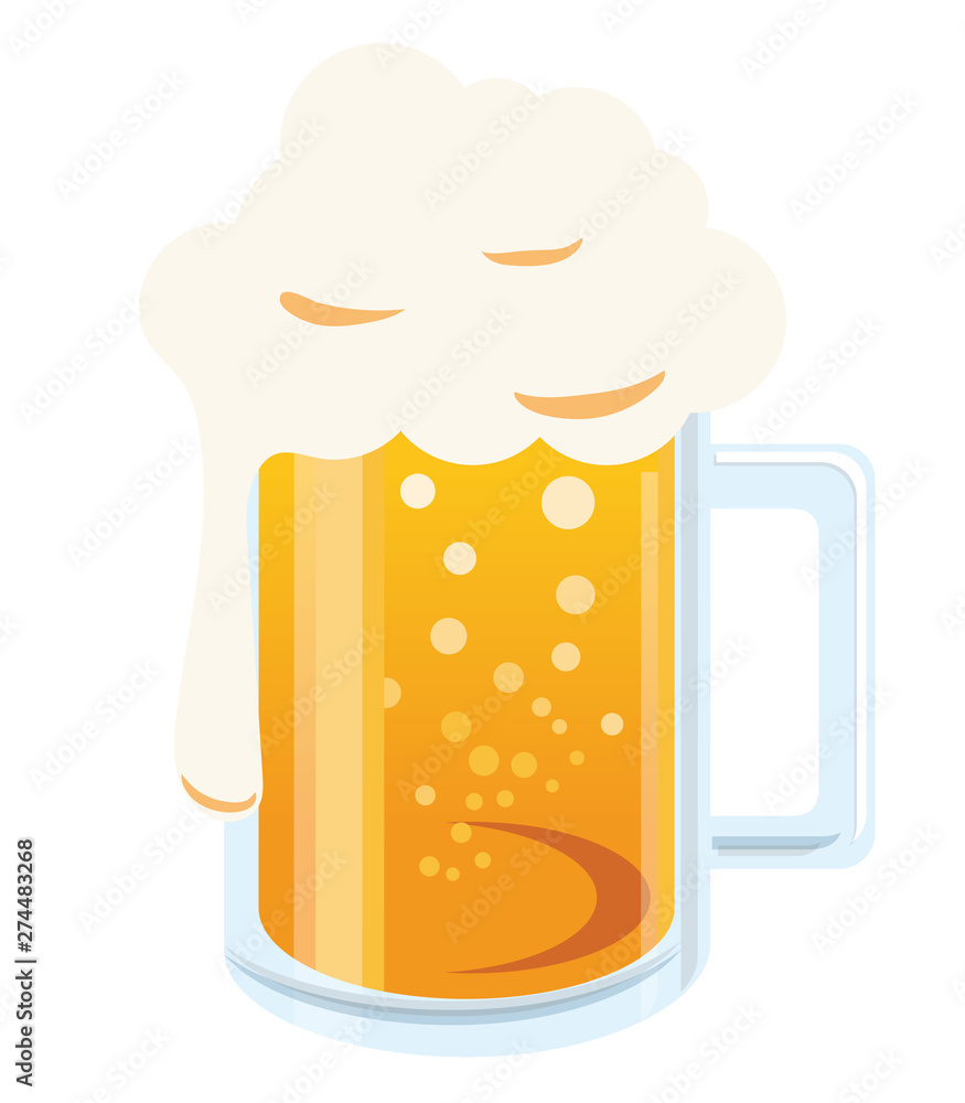 シンプルなビールのイラスト ベクター 白背景 あふれる泡のビアジョッキ 居酒屋 飲み屋 Stock Vector Adobe Stock