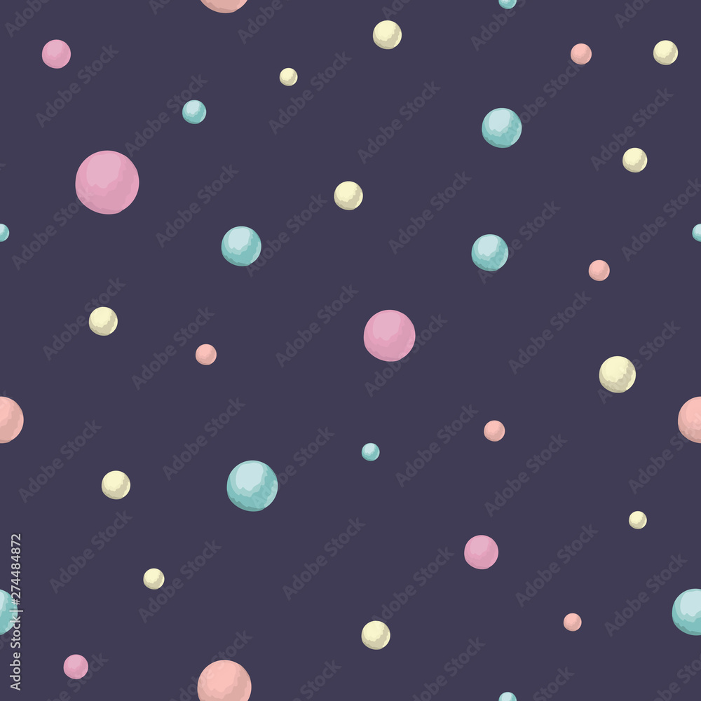 Vector seamless pattern with colored circles. Magical unicorn themed repeat background. Good for children textile, clothes, stationery, baby shower .