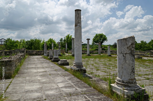  Archaeological Complex Abritus with primary conservation of part of the inner walls and columns of building in ancient Roman city in the present town Razgrad, Bulgaria, Europe photo