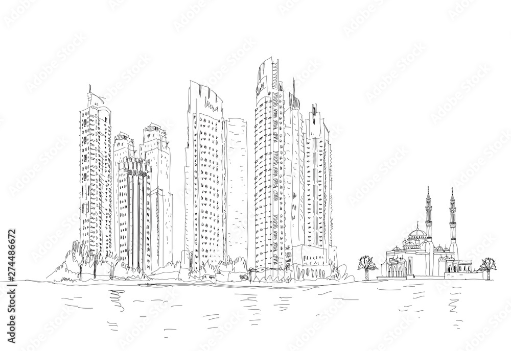 Dubai cityscape with Marina skyscrapers