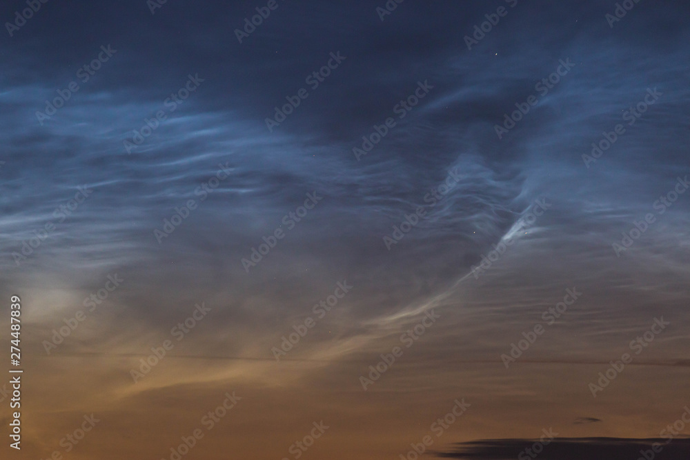 noctilucent clouds at midnight in the sky noctilucent clouds at midnight in the sky