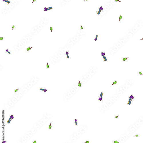 Seamless pattern of houses in doodle style