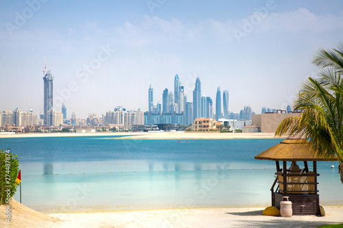 Photography Dubai skyscrapers cityscape view from the Jumeirah island