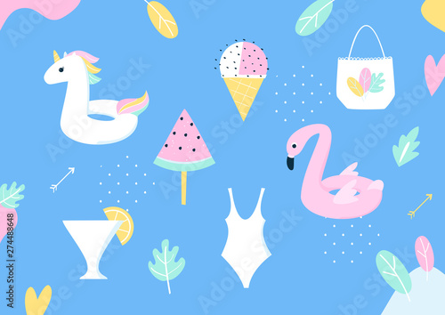 Summer Pool or Beach Party Vector Design Elements