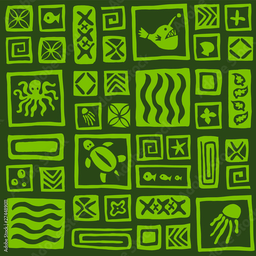 Seamless retro tiki pattern