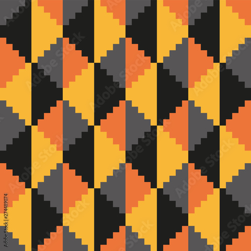 abstract diamond Halloween pixel fire seamless pattern