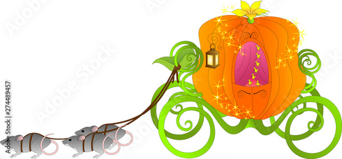 pumpkin Cinderella's carriage drawn by mice