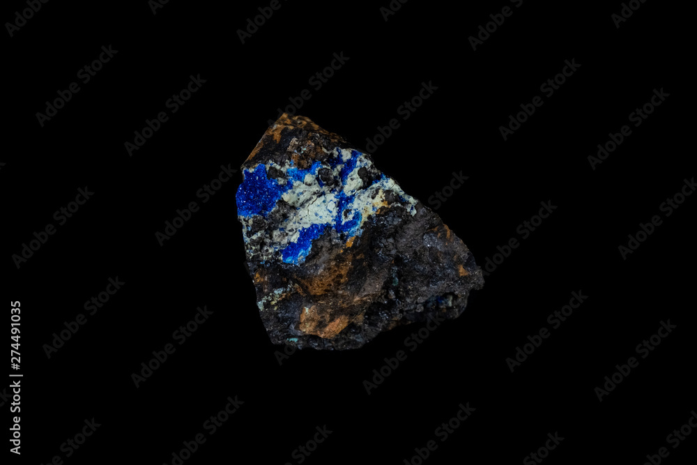 Blue Azurite Mineral on Black