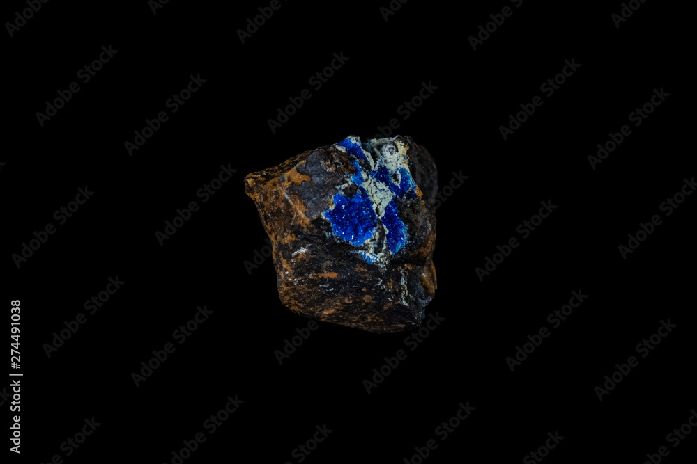 Blue Azurite Mineral on Black Blue Azurite Mineral on Black
