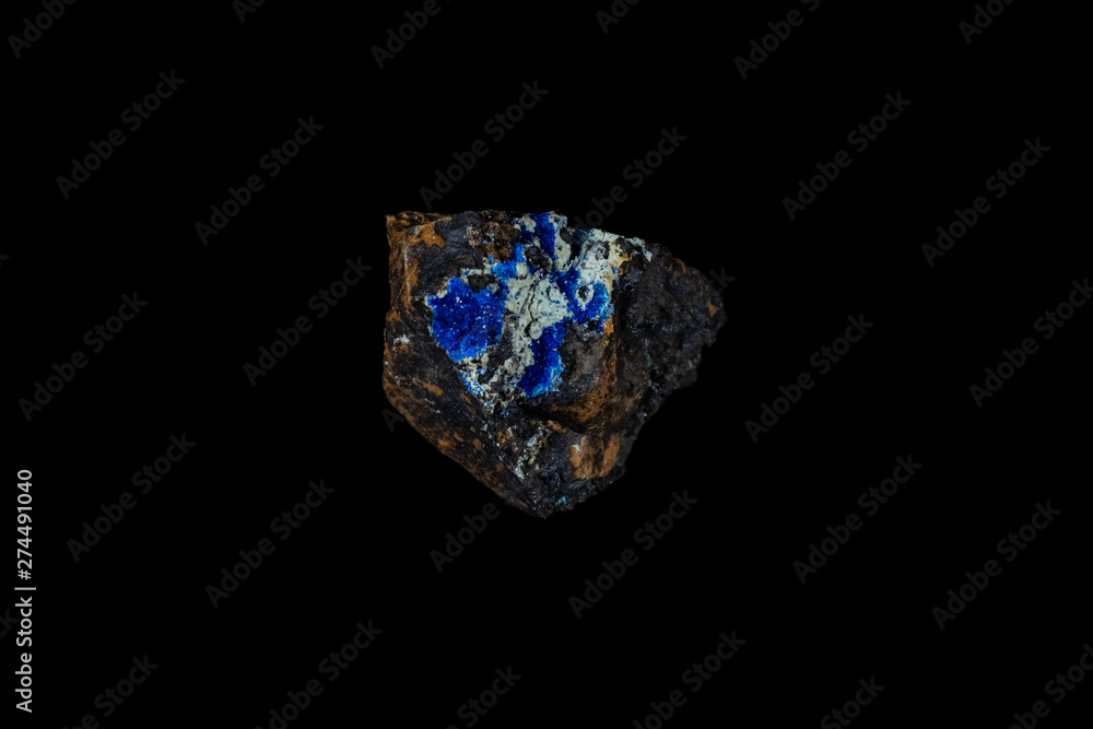 Blue Azurite Mineral on Black Blue Azurite Mineral on Black