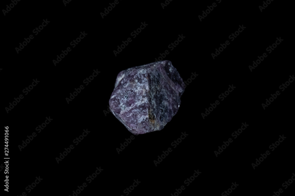 Purple Ruby Mineral on Black