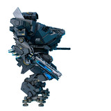 black heavy mech in a white background side view