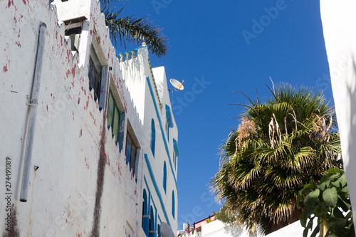 residential buildings in the old city of Tangier in Morocco