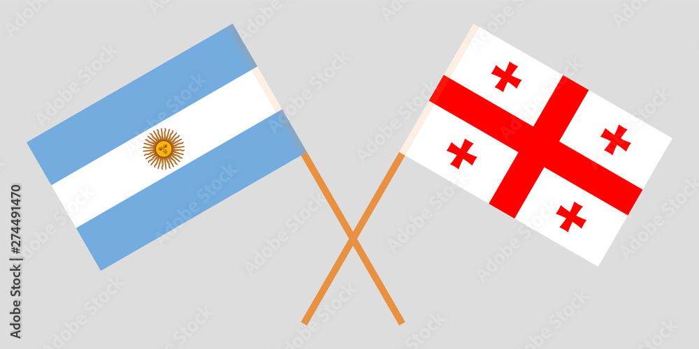 Georgia and Argentina. Crossed Georgian and Argentinean flags