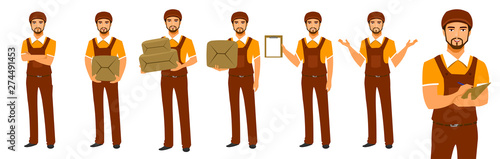 Set of Courier Person Character posses