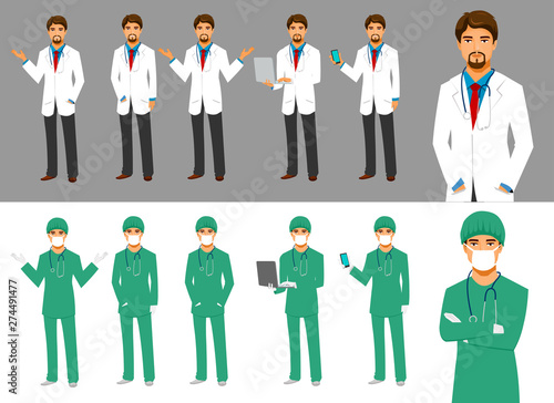 Set of Doctor characer poses