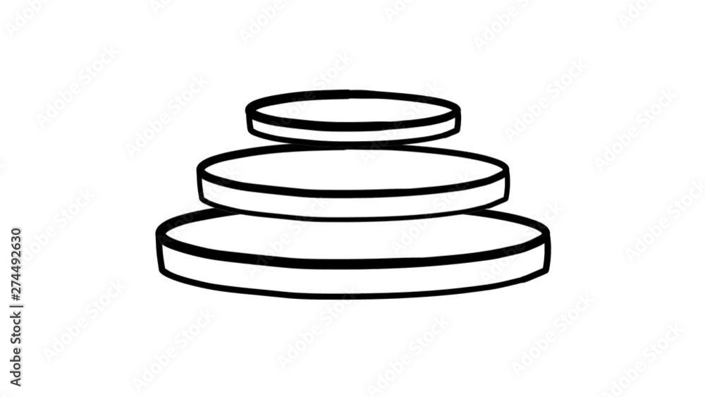 A hand-drawn infographic element - a pyramid of three-dimensional cylinders. A hand-drawn infographic element - a pyramid of three-dimensional cylinders.