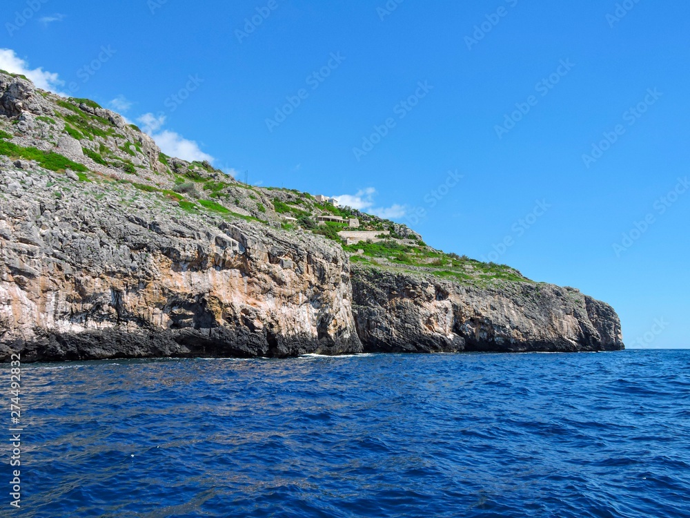 Beautiful ionian coast of Italy. Natural landscape. Summer nature.