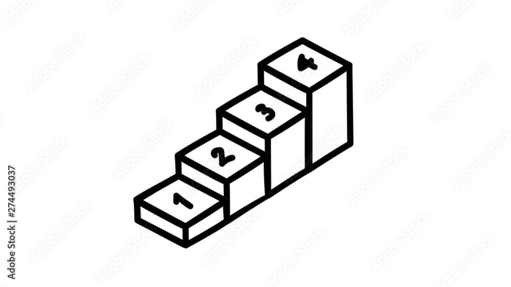 Hand-drawn infographic element - boxes in ascending order. Hand-drawn infographic element - boxes in ascending order.