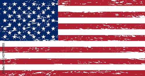 United States of America flag grunge style. The correct proportions and color. Vector image