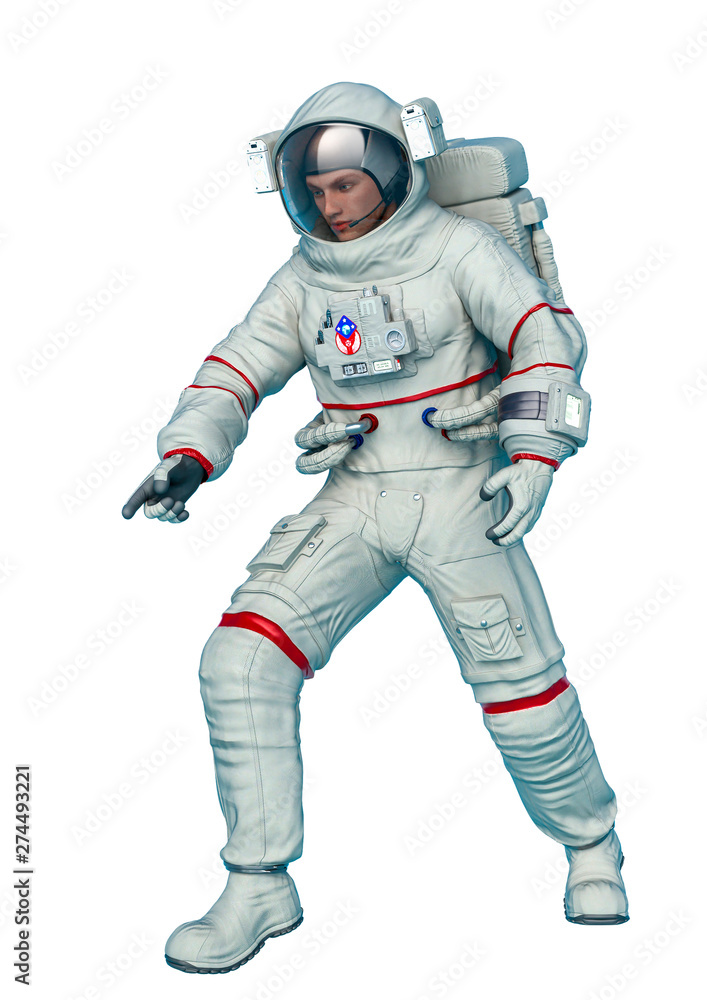 astronaut discovering in a white background astronaut discovering in a white background