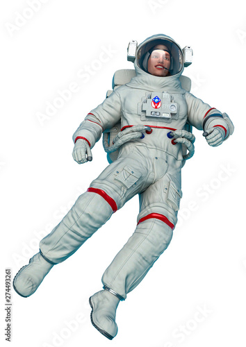 astronaut float back pose in a white background