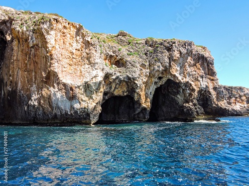 Beautiful ionian coast of Italy. Natural landscape. Summer nature.