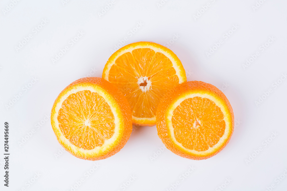 Fototapeta premium Orange slices, perfect wet slices of orange, perfect colors.