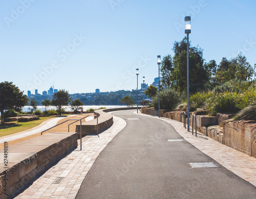 Walkway at Barangaroo Reserve, a Sydney harbour foreshore park in New South Wales Australia photo
