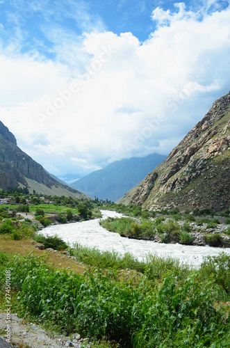 river andes mountains sky clouds 