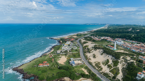 Beautiful aerial image of dunes in the Natal city, Rio Grande do Norte, Brazil.