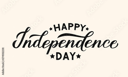 Obraz na płótnie Happy Independence Day calligraphy hand lettering. 4th of July shabby retro celebration poster vector illustration. Easy to edit template for logo design, greeting card, banner, flyer, etc. w salonie