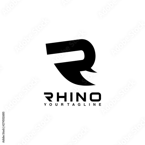 rhino initial R logo design vector