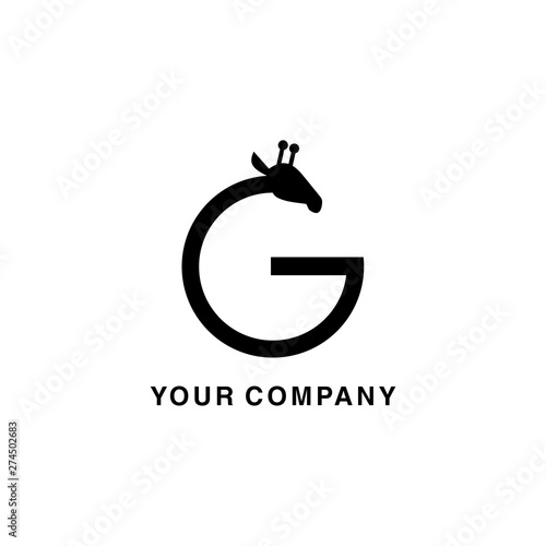 letter g giraffe initial simple logo design